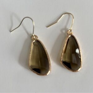 Gold-Trim Smoky Glass Drop Earrings - Women Jewelry